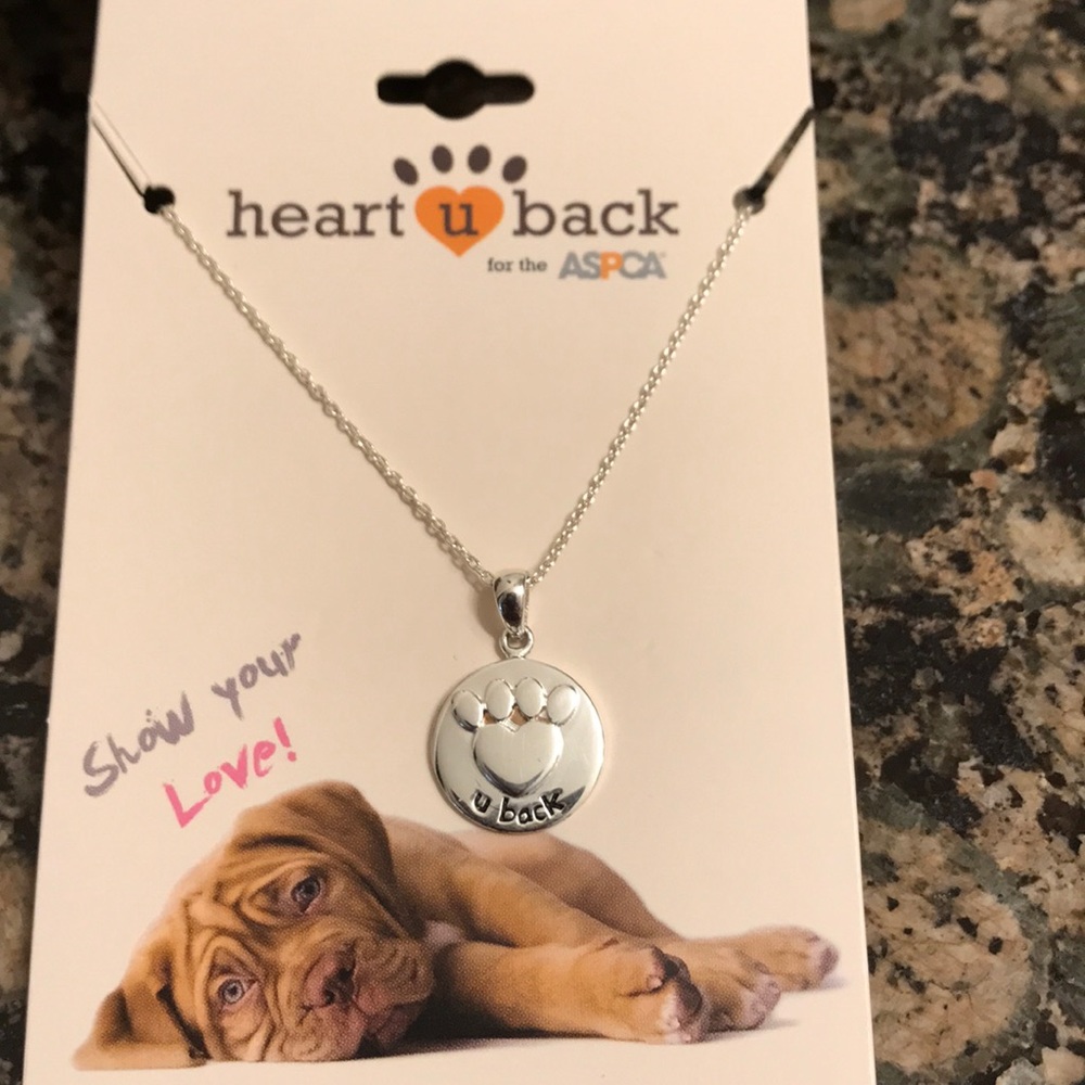 STERLING SILVER HEART U BACK PAW PENDANT 148.00 NWT